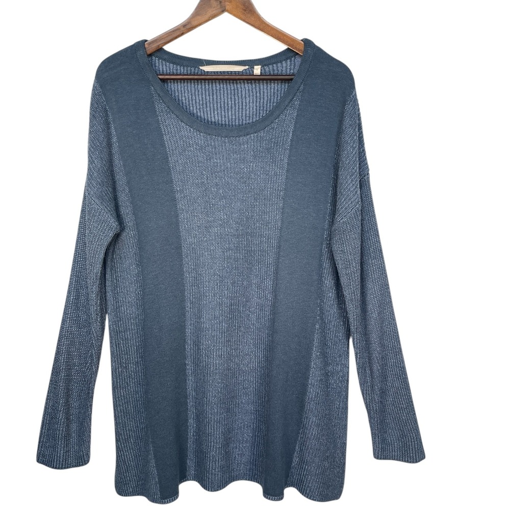 Soft‎ Surroundings Women's Blue Knit Long Sleeve Tunic Top Size L